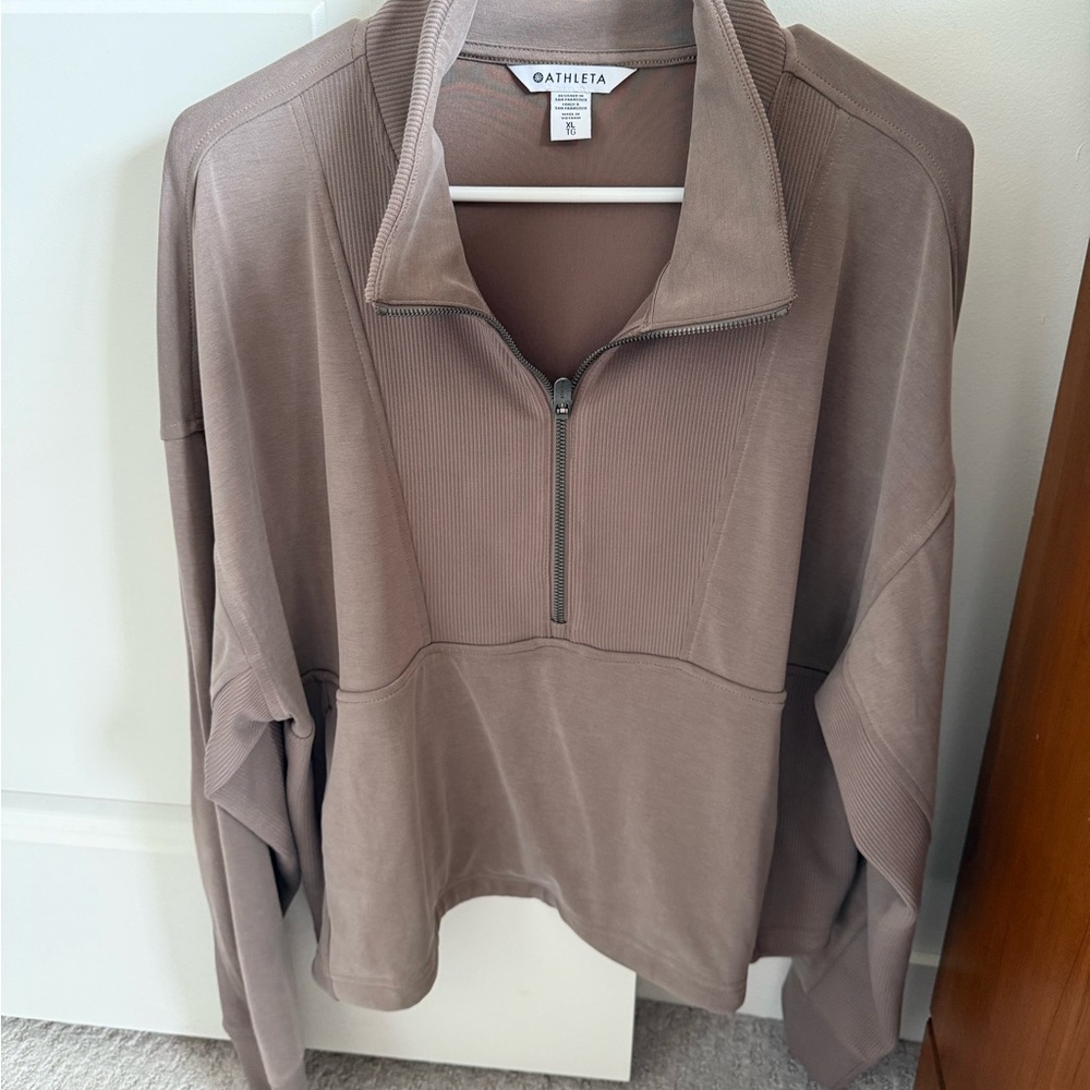 Athleta Sand Quarter-Zip Top